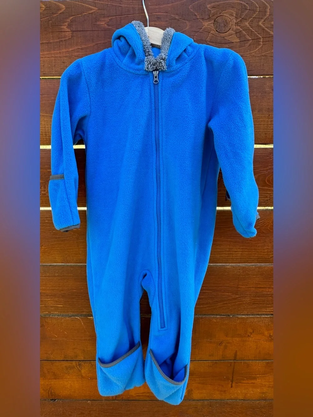 Columbia Infant Bear bunting suit blue fleece 18-24 months